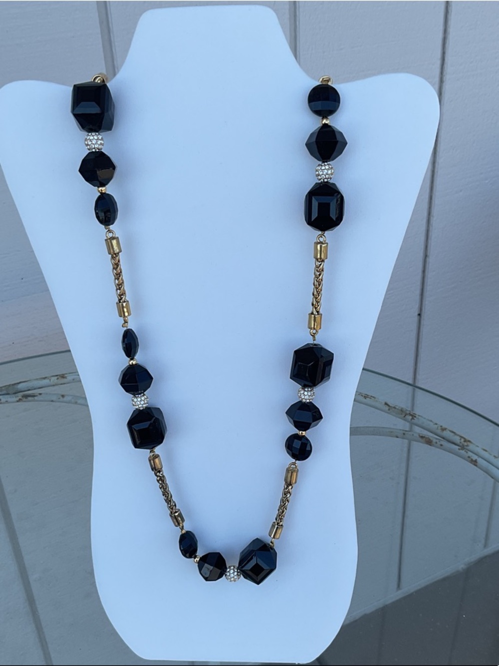 kate spade Gold-Tone Statement Necklace with Black Faceted Beads